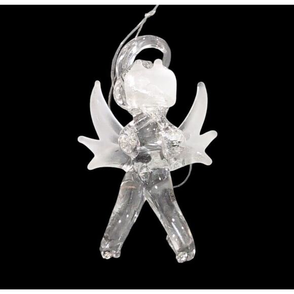 VTG Christmas Ornaments 5 pc Spun Frosted Glass Angel Deer Snowman Candle Banjo - Picture 4 of 10